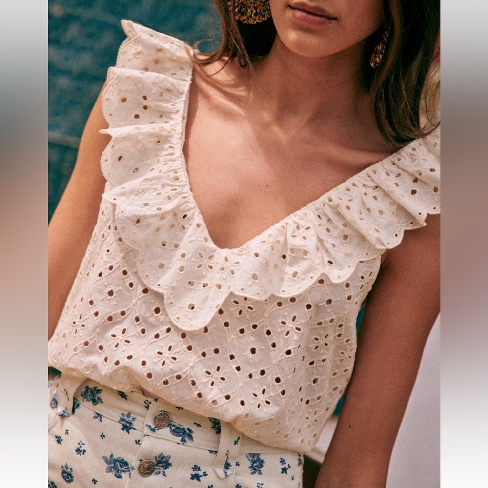 Sezane Gold Blouse Ecru - Size 2